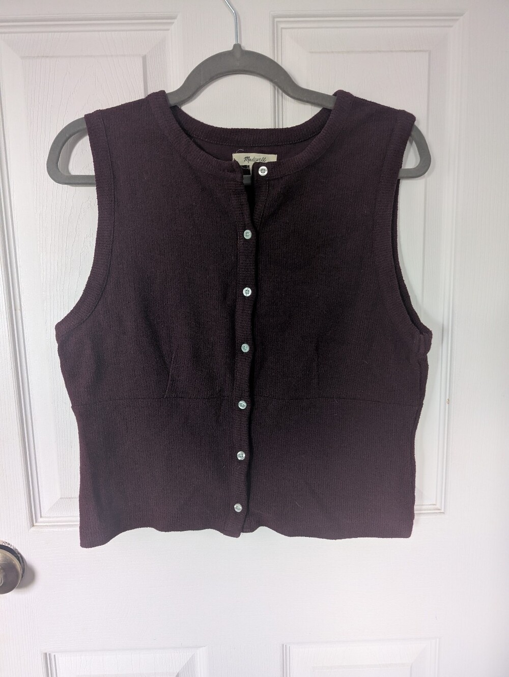Madewell Plum Sleeveless Button-Front Knit Top